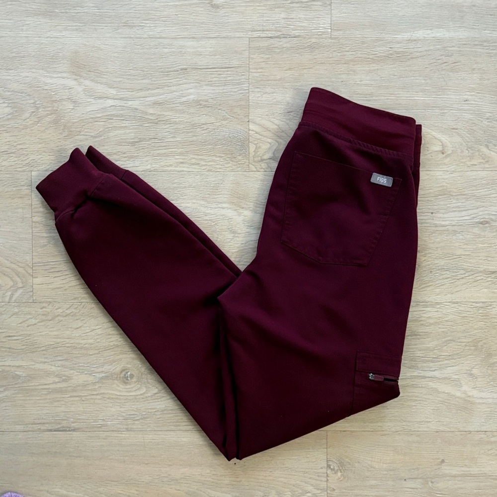 Figs Women’s Burgundy Jogger Scrub Pants - Picture 6 of 6